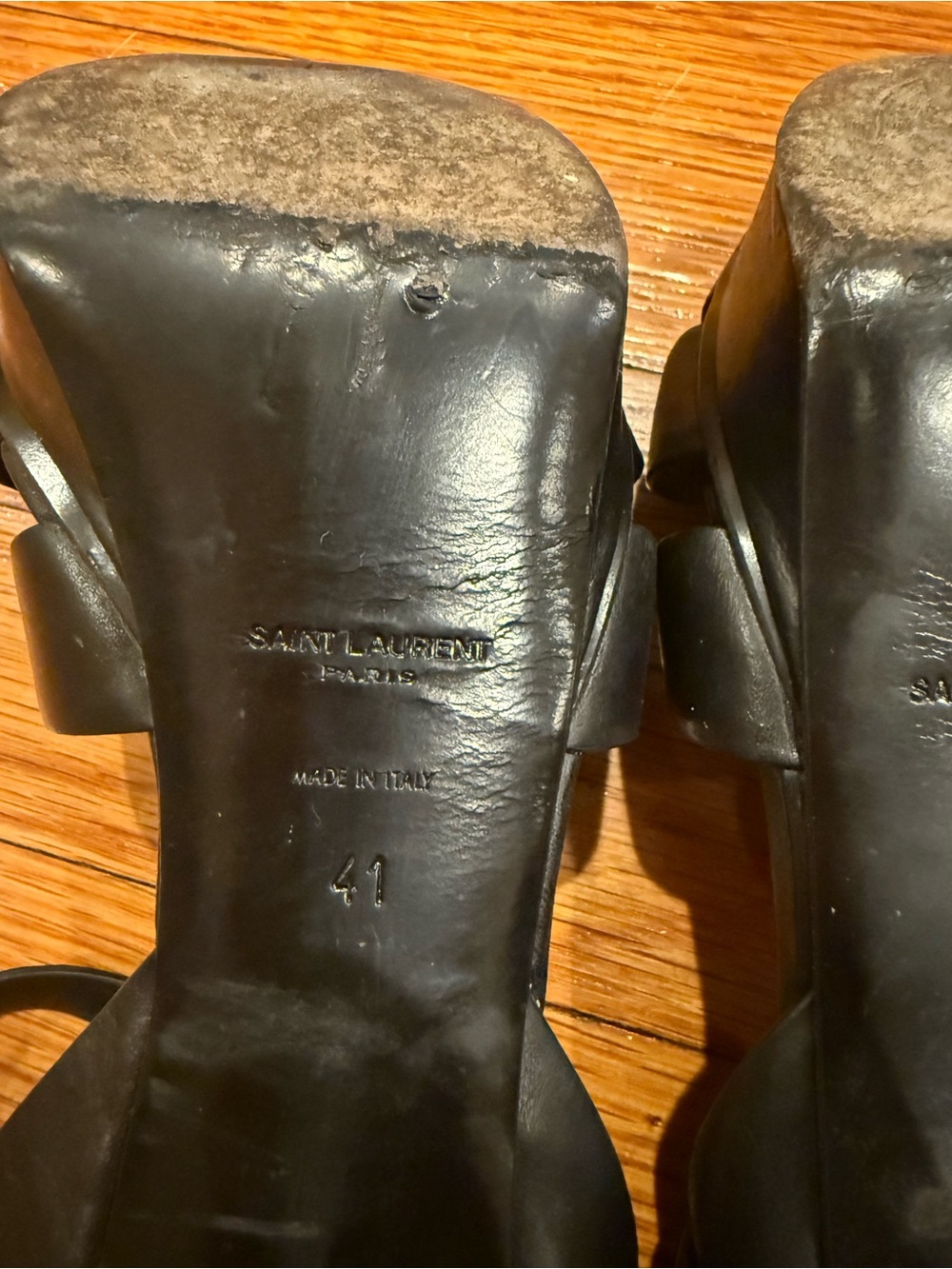 Saint Laurent YSL Tribute 315490 Black Leather Platform Heels EU 41 US 11 - Picture 6 of 7